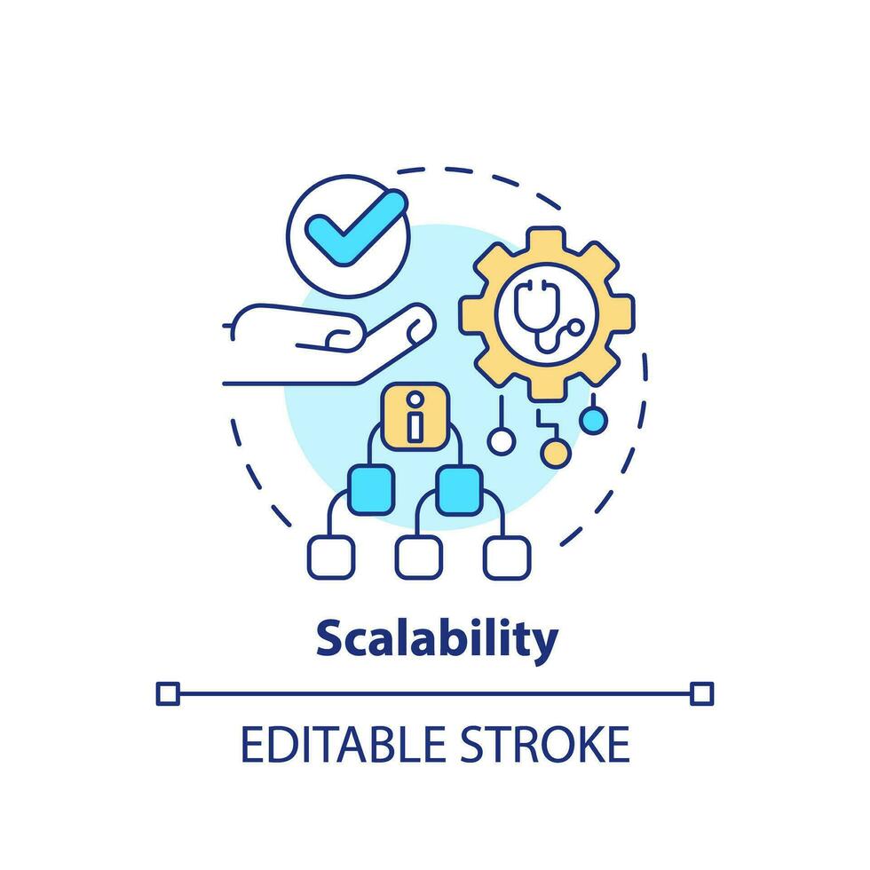 2D editable multicolor icon scalability concept, isolated vector, health interoperability resources thin line illustration. vector