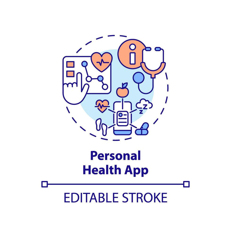 2D editable multicolor icon personal health app concept, isolated vector, health interoperability resources thin line illustration. vector