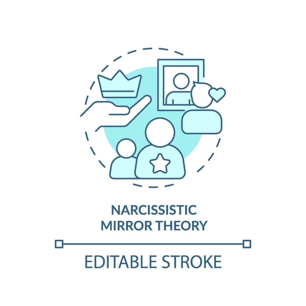 2D editable thin line icon narcissistic mirror theory concept, monochromatic isolated vector, blue illustration representing codependent relationship. vector