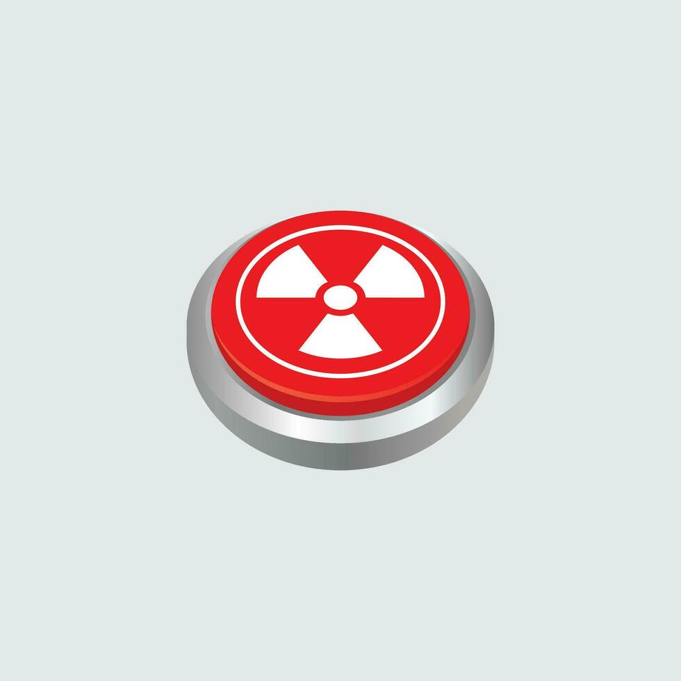 red nuclear button illustraton design, red push button with nuclear symbol vector