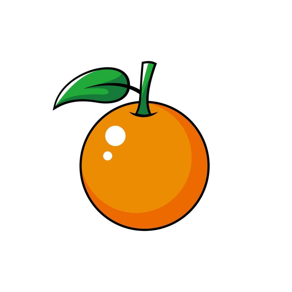 simple flat orange fruit illustration design, fresh orange fruit element with outlined style template vector