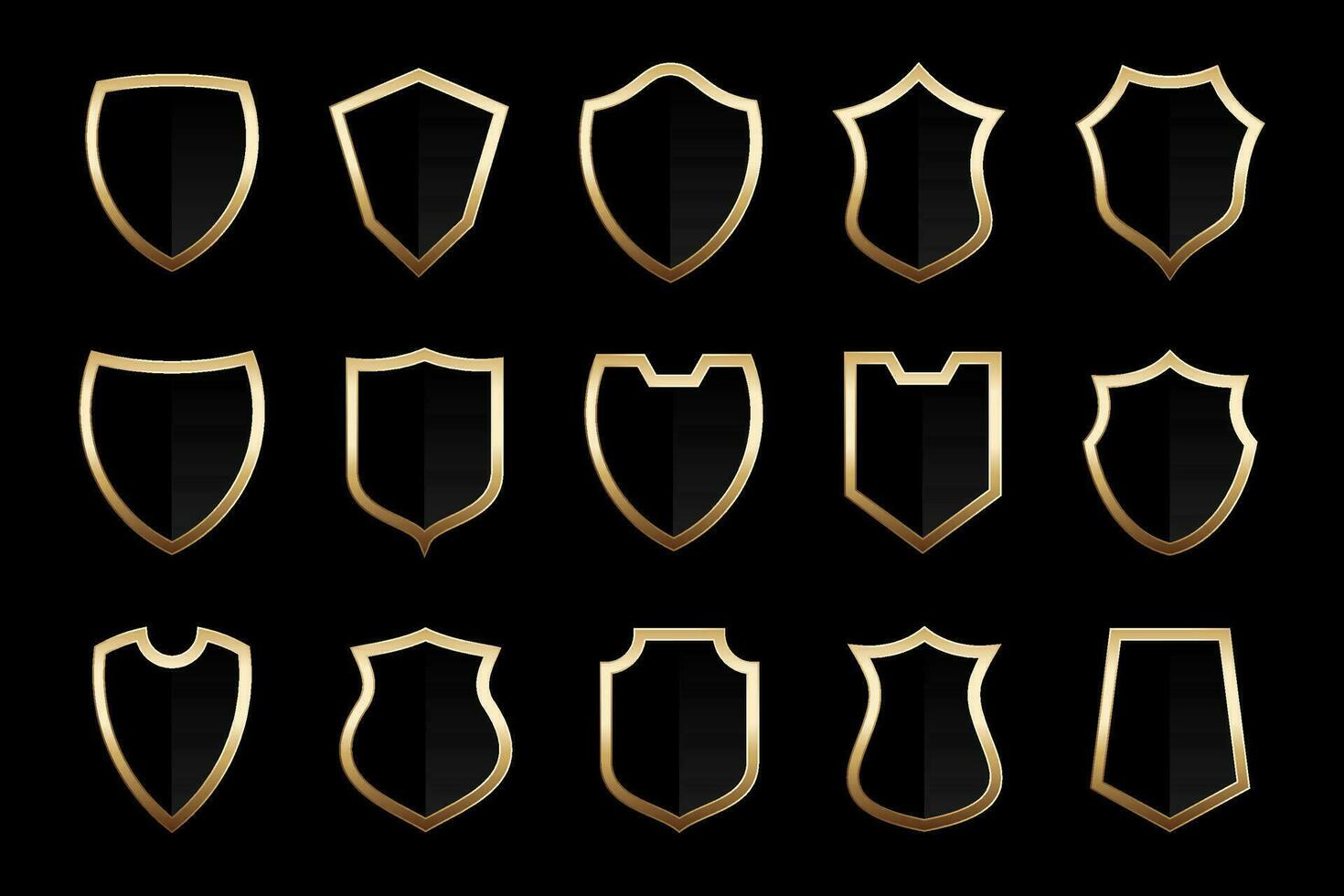 golden black shield badge collection vector