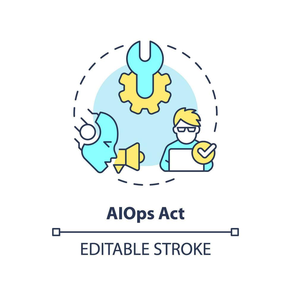 2D editable AI ops act icon representing AI ops, isolated vector, multicolor thin line illustration. vector