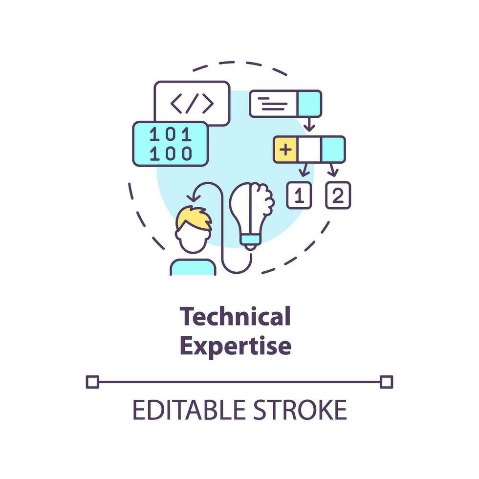 2D editable multicolor technical expertise icon, simple isolated vector, AI engineer thin line illustration. vector