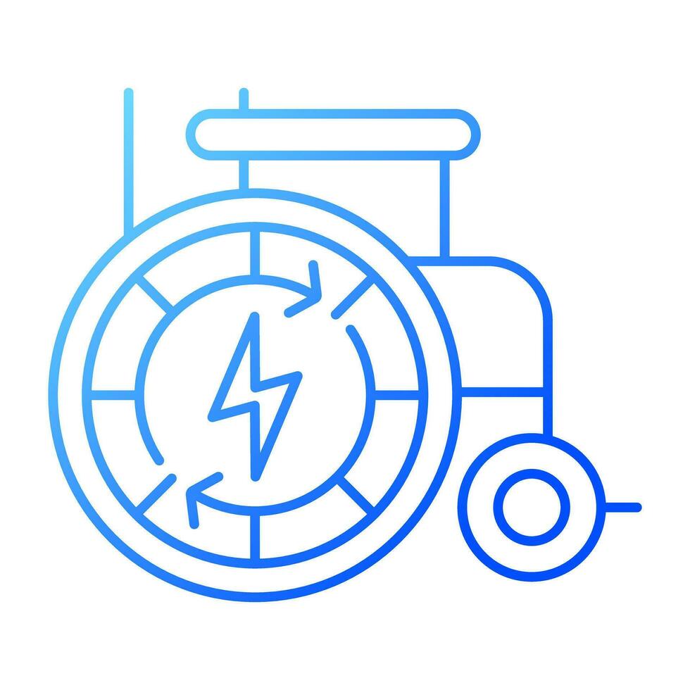 2D pixel perfect gradient automatic wheelchair icon, isolated vector, thin line illustration representing medical care equipment. vector