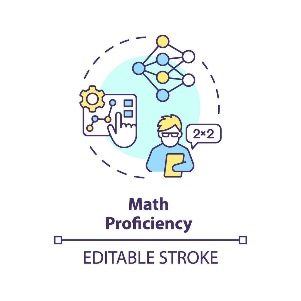 2D editable multicolor math proficiency icon, simple isolated vector, AI engineer thin line illustration. vector