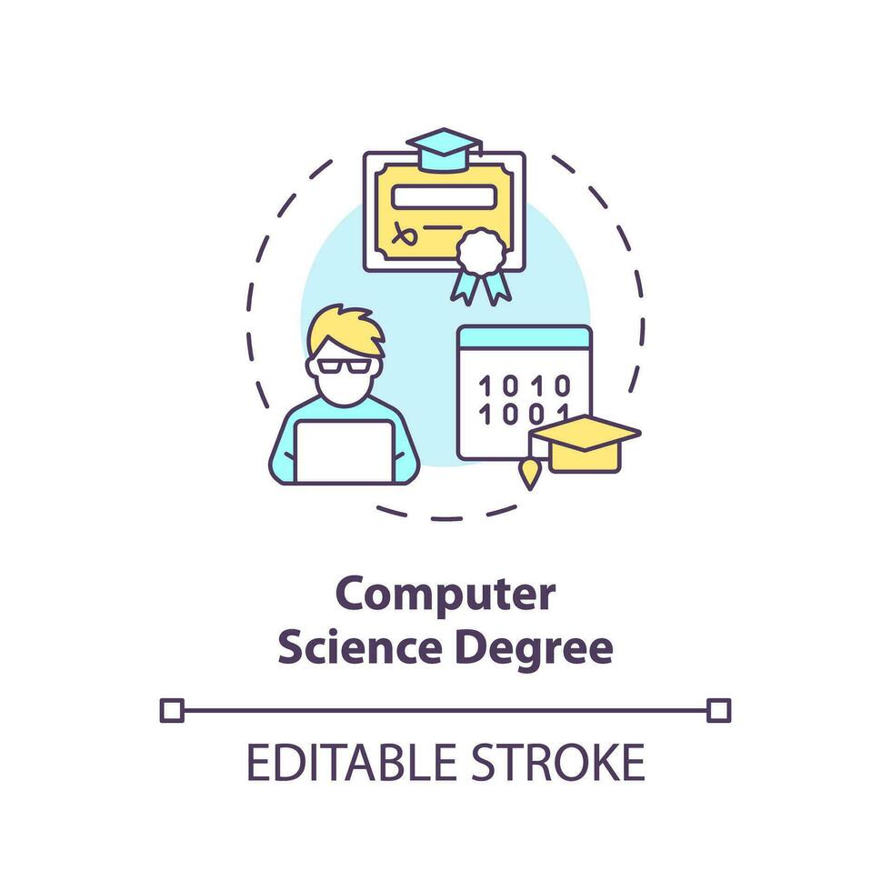 2d editable multicolor computadora Ciencias la licenciatura icono, sencillo aislado vector, ai ingeniero Delgado línea ilustración. vector