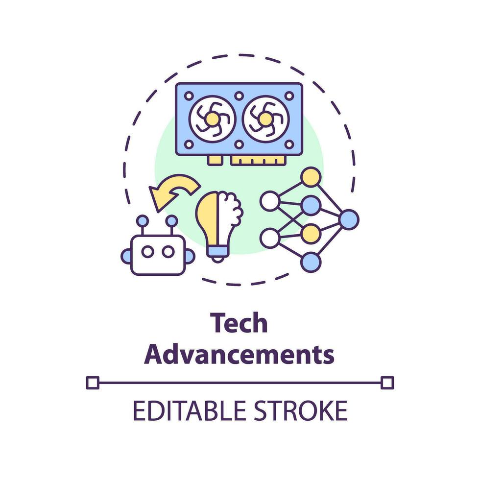 2D editable multicolor tech advancements icon, simple isolated vector, AI engineer thin line illustration. vector