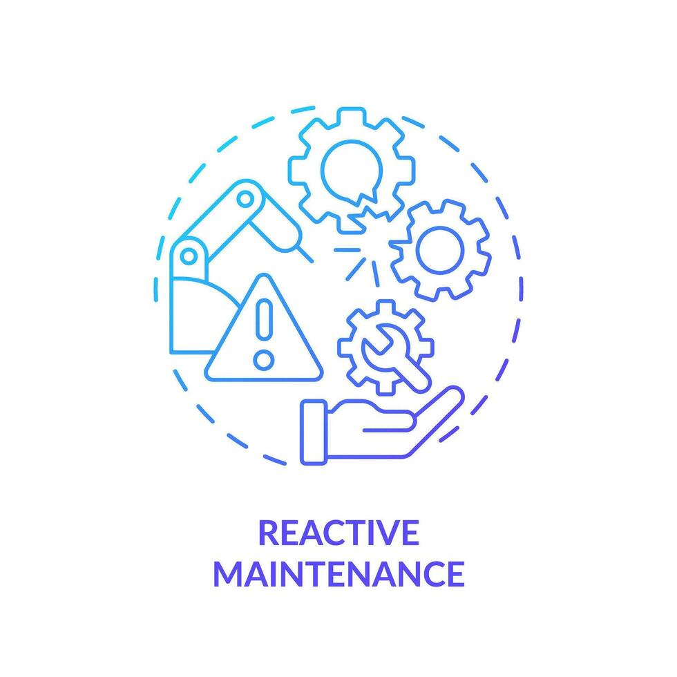2D gradient icon reactive maintenance concept, isolated vector, predictive maintenance thin line illustration. vector