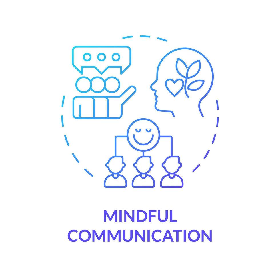 2D gradient icon mindful communication concept, isolated vector, mindful entrepreneurship thin line illustration. vector