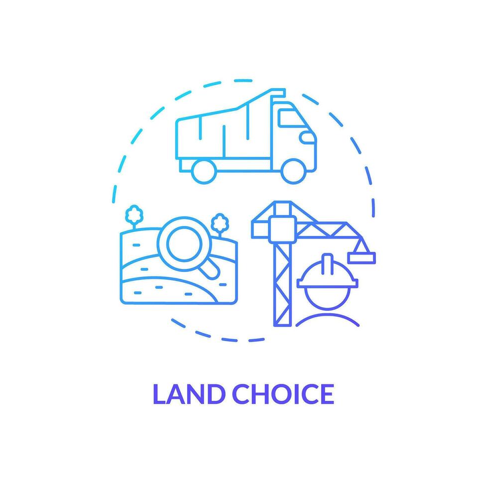 2D gradient land choice icon, simple isolated vector, construction cost thin line illustration. vector