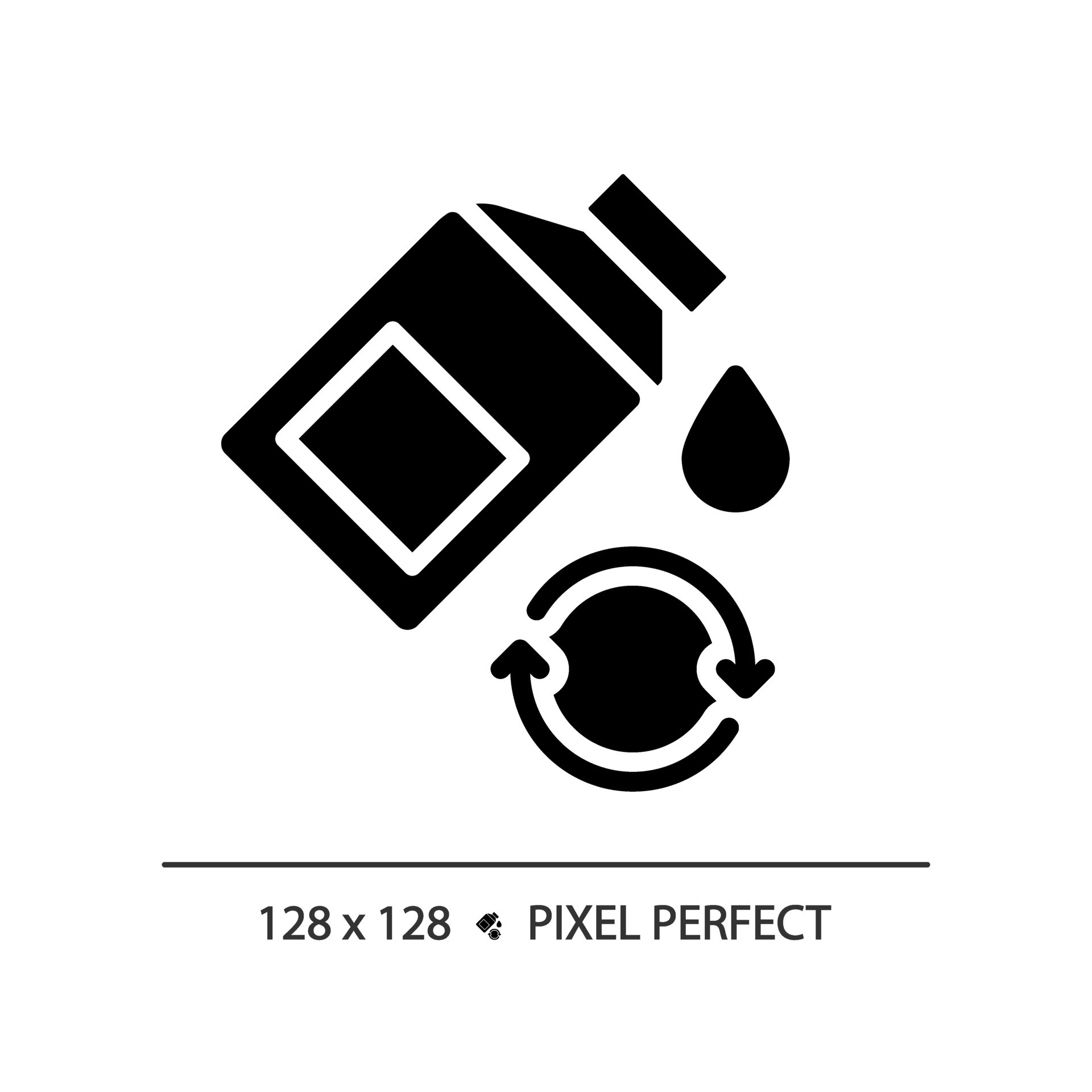 2D pixel perfect glyph style car engine oil icon, isolated vector ...