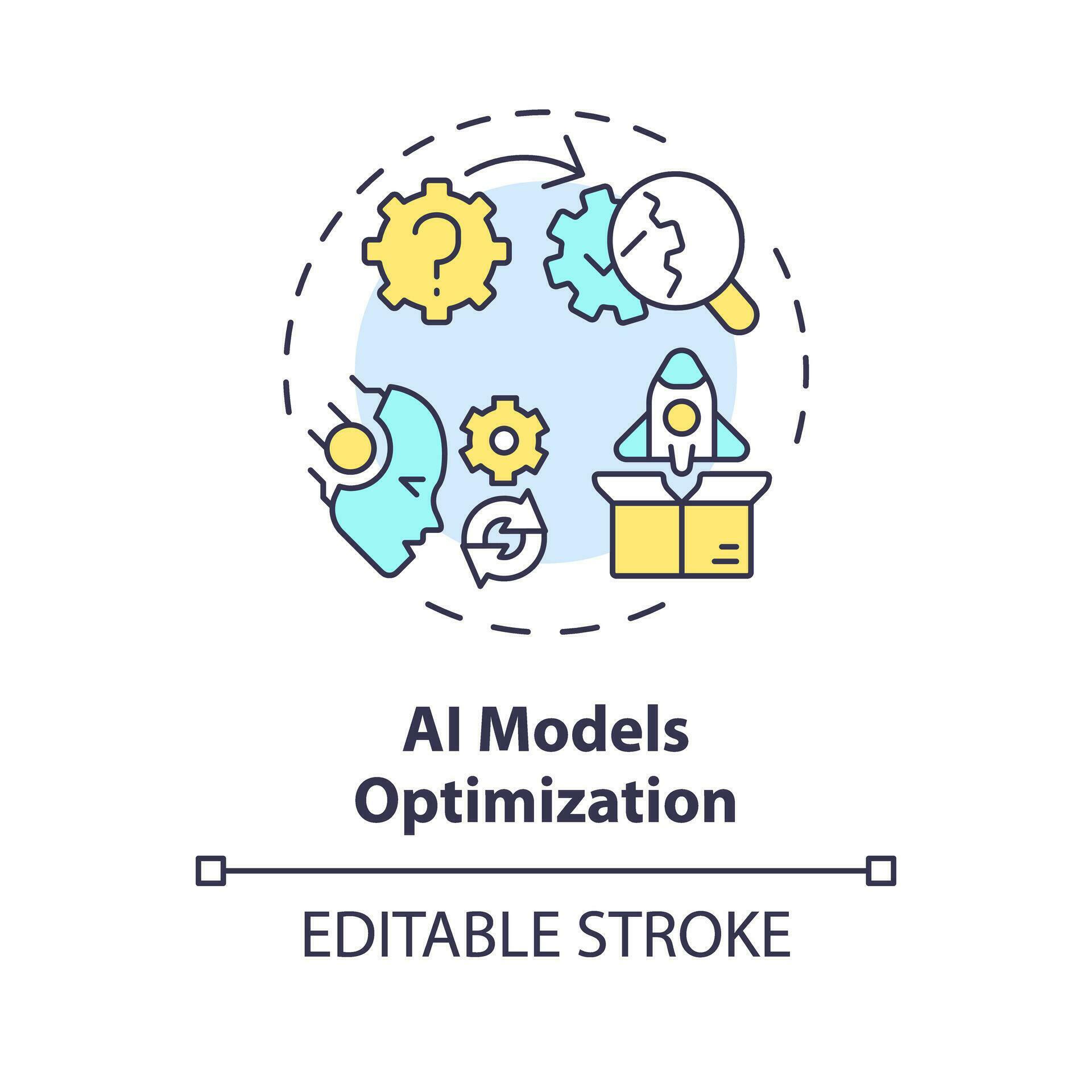 2D editable multicolor AI models optimization icon, simple isolated ...