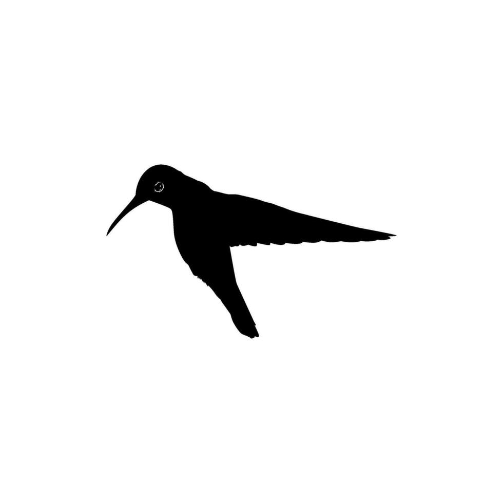 Flying Hummingbird Silhouette, can use Art Illustration, Website, Logo Gram, Pictogram or Graphic Design Element. Vector Illustration