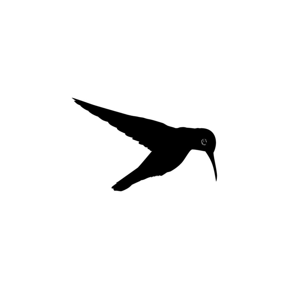 Flying Hummingbird Silhouette, can use Art Illustration, Website, Logo Gram, Pictogram or Graphic Design Element. Vector Illustration