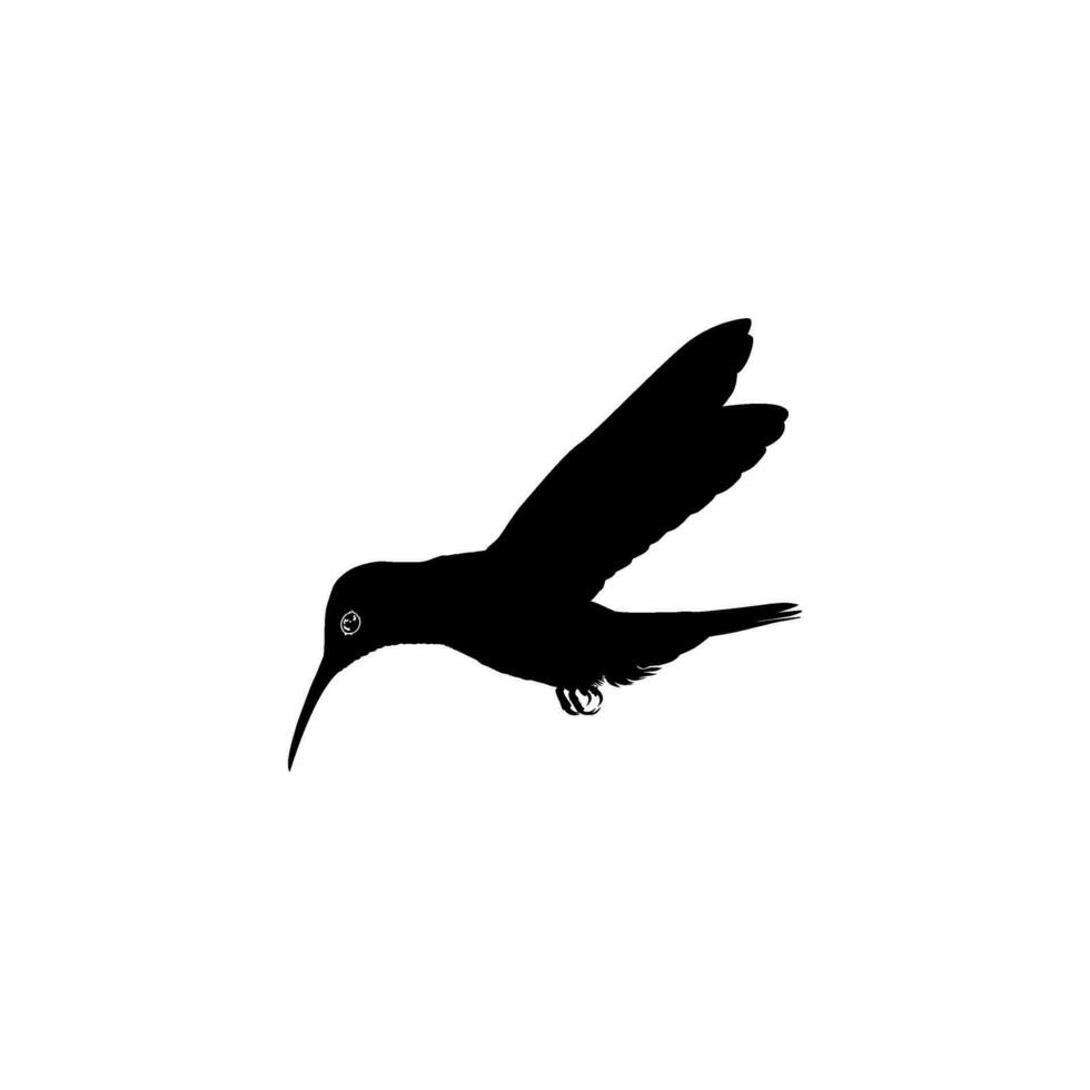 Flying Hummingbird Silhouette, can use Art Illustration, Website, Logo Gram, Pictogram or Graphic Design Element. Vector Illustration