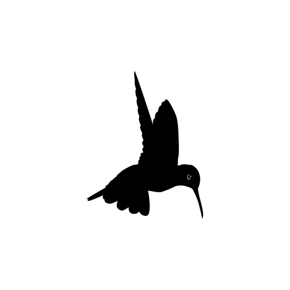 Flying Hummingbird Silhouette, can use Art Illustration, Website, Logo Gram, Pictogram or Graphic Design Element. Vector Illustration