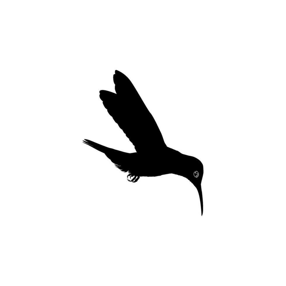 Flying Hummingbird Silhouette, can use Art Illustration, Website, Logo Gram, Pictogram or Graphic Design Element. Vector Illustration