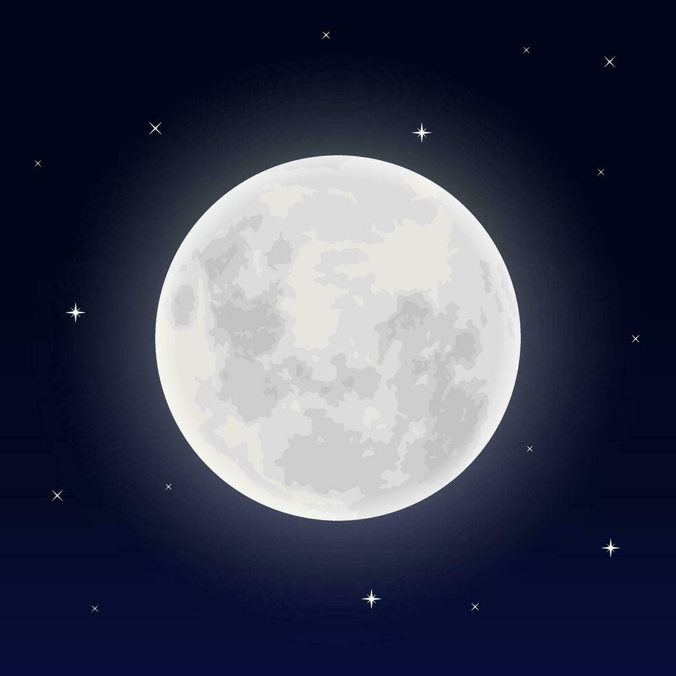 full moon illustration on night sky background vector