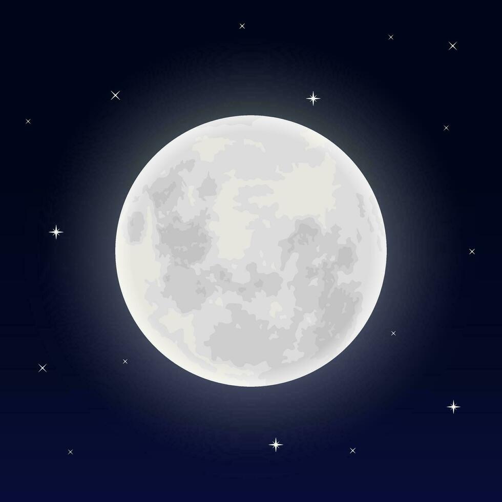 lleno Luna ilustración en noche cielo antecedentes vector