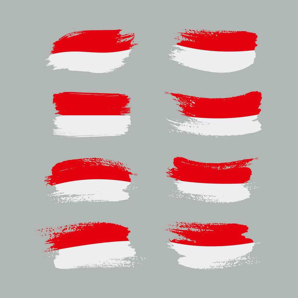 set of abstract grunge indonesia flag illustration vector