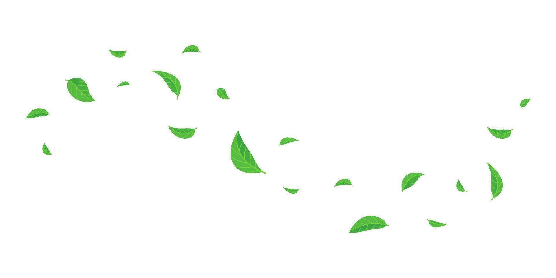 green leaves flying on wind illustration vector