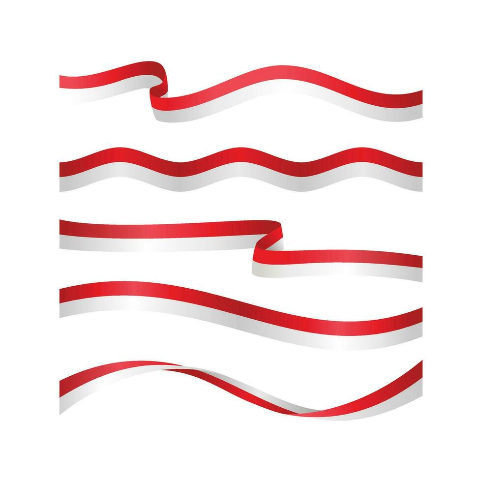 conjunto de largo Indonesia ondulación bandera ilustración vector