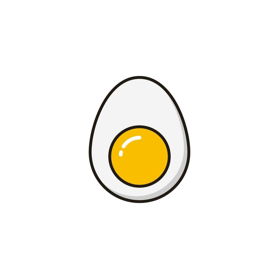 Simple Boiled Egg Illustration with Outlined Style Design, Clean Half Egg Icon Template Vector