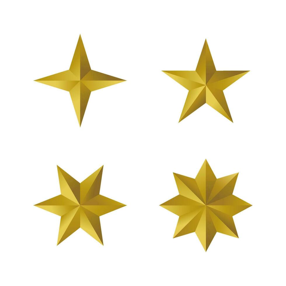 various 3d golden star illustration vector