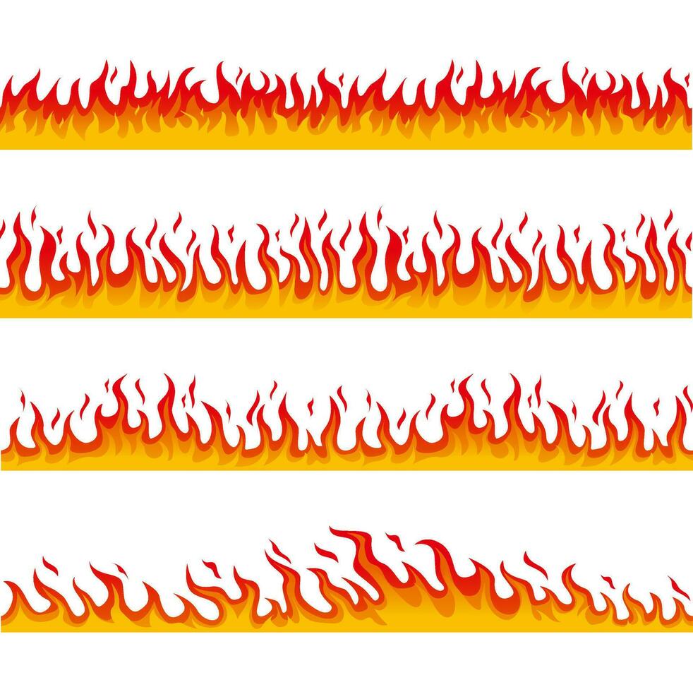 fire flame seamless border collection vector