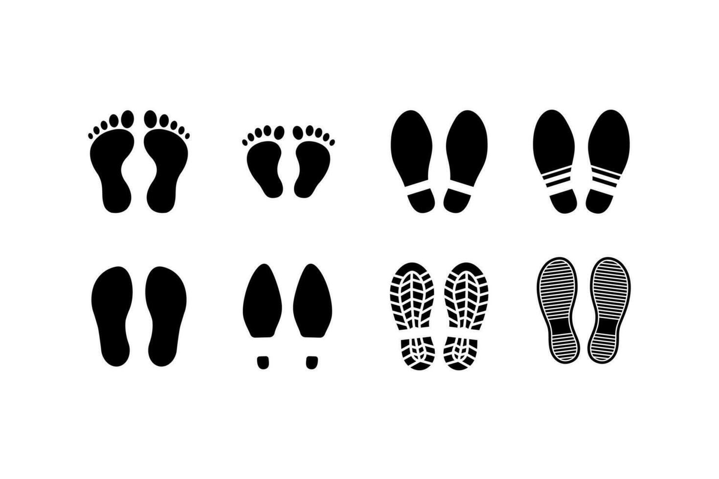 set of different human footprints vector illustration