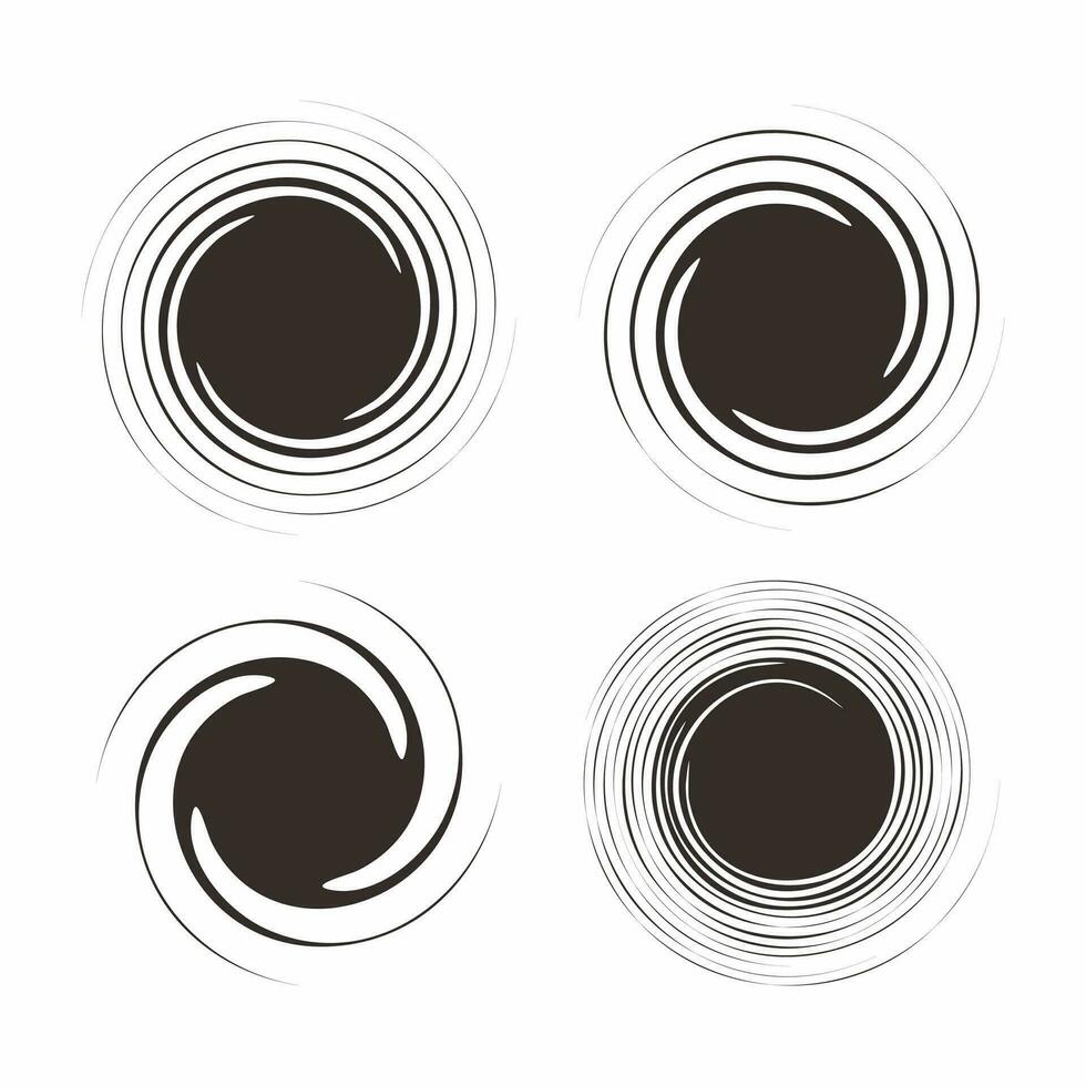 Set of Abstract Grunge Blank Circle Shape Illustration Design, Black Circle Paint Brush Template Vector