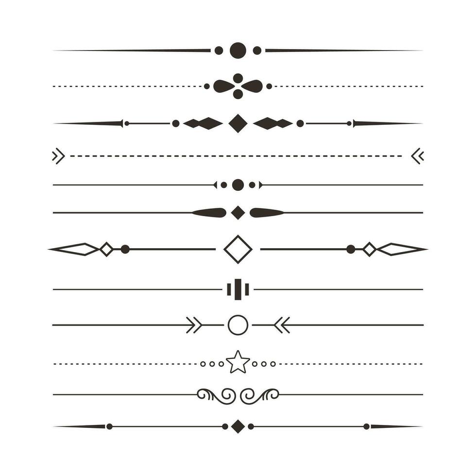 Set of Various Simple Black Divider Design, Assorted Divider Collection Template Vector