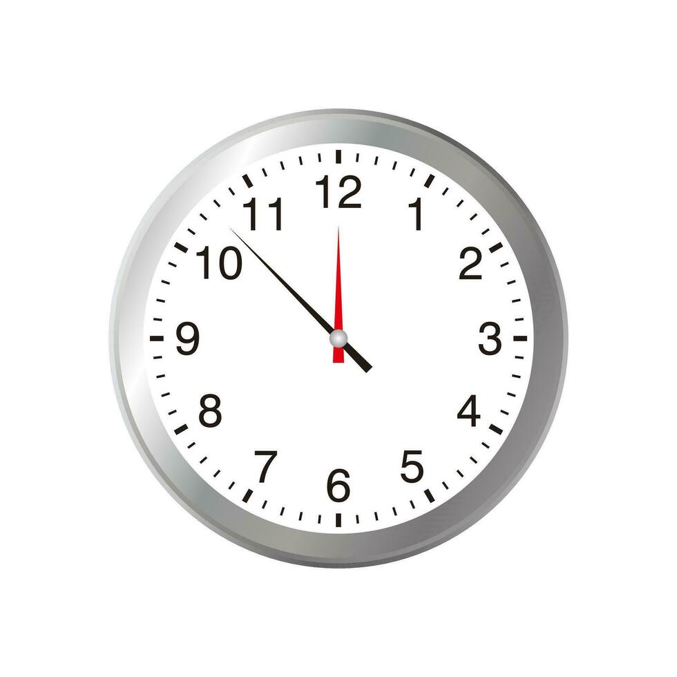 Simple Silver Clock Illustration Vector Design, grey clock on white background