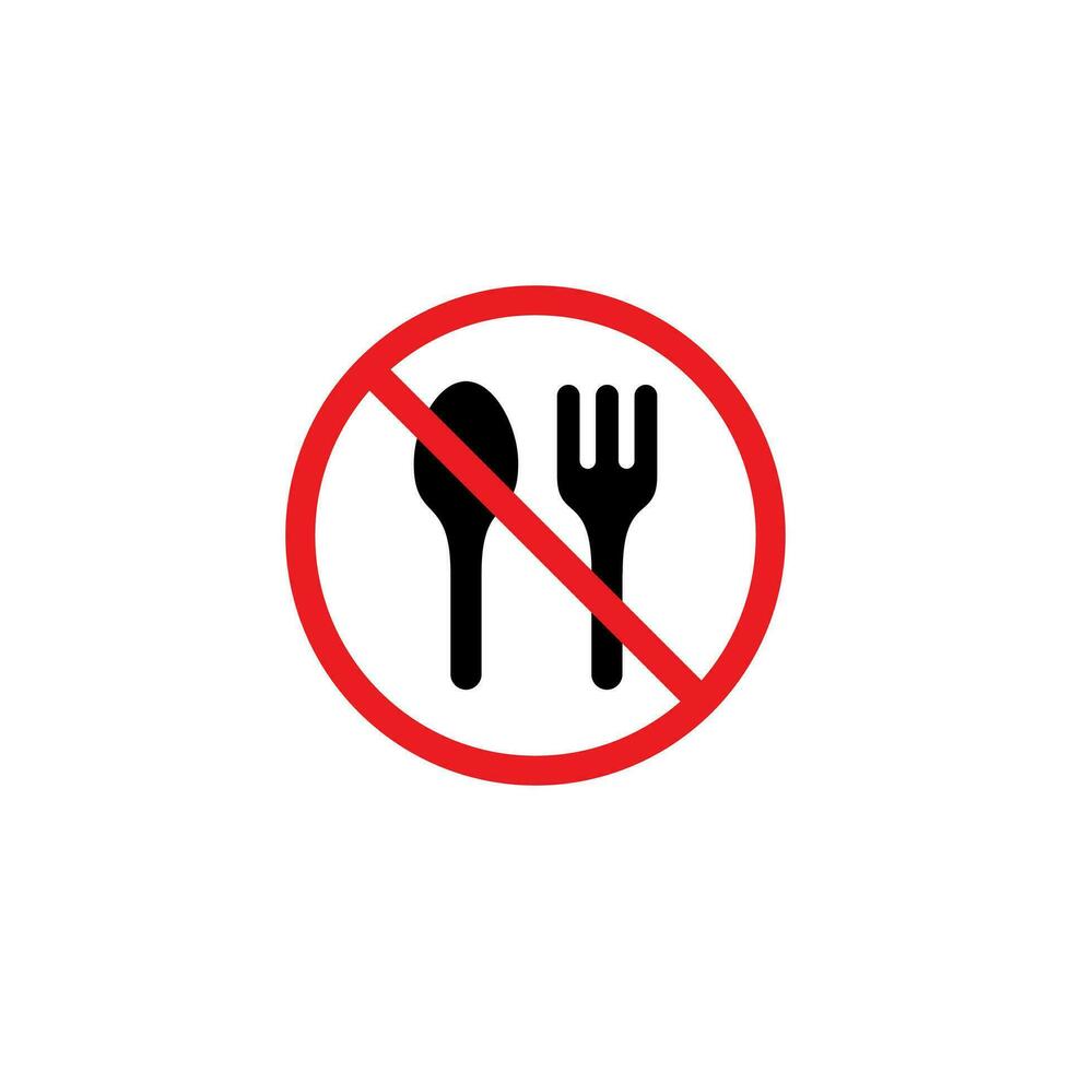 no food sign illustration, no eating allowed symbol template vector