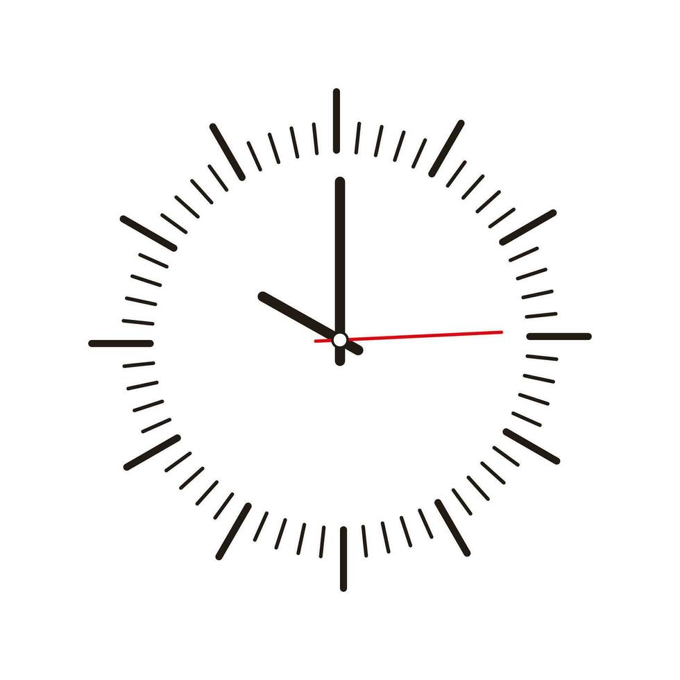 Simple Clean Clock Illustration Vector, Flat clock Design on white background vector
