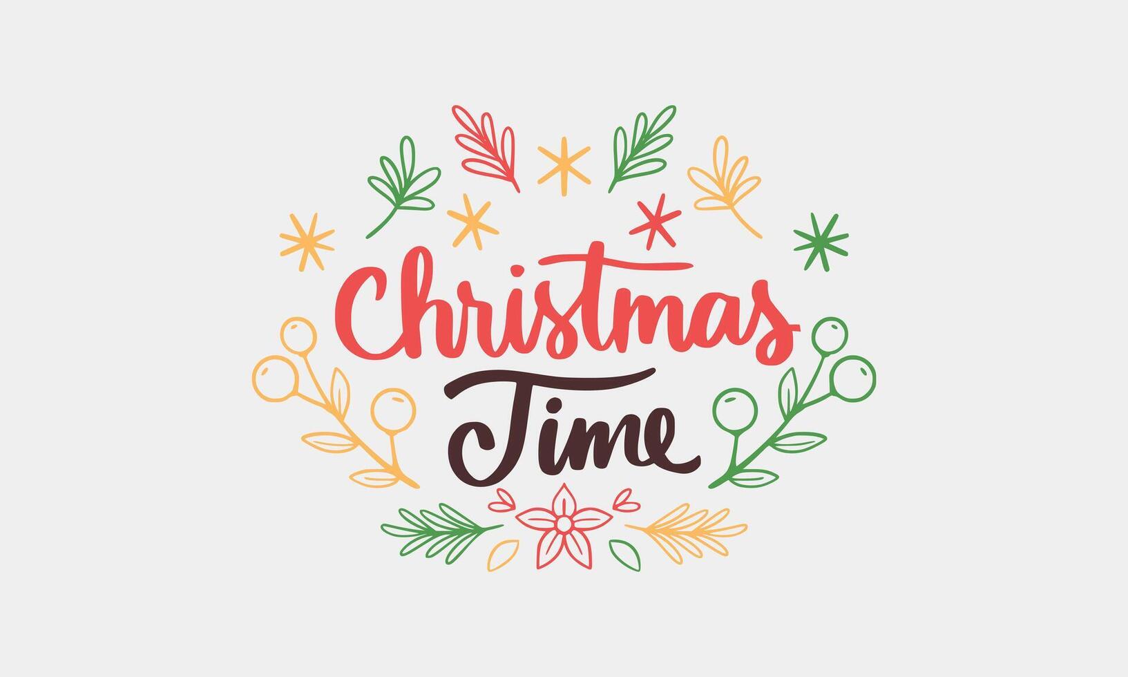 christmas time letter vector flat design