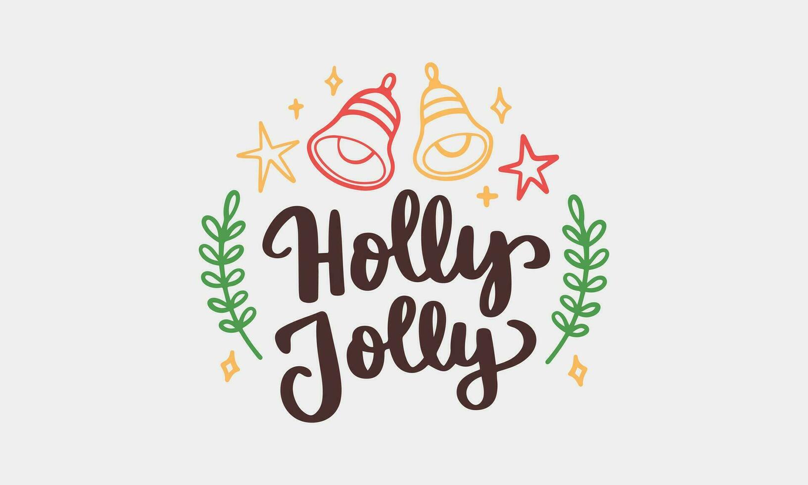 holly jolly letter vector flat design