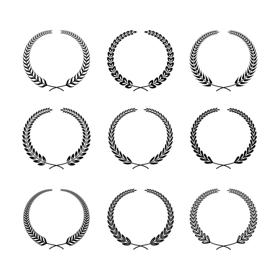 various round laurel wreath frames collection vector