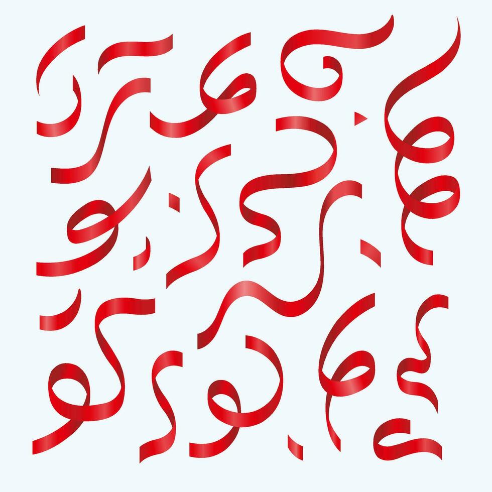 realistic shiny red ribbon collection vector