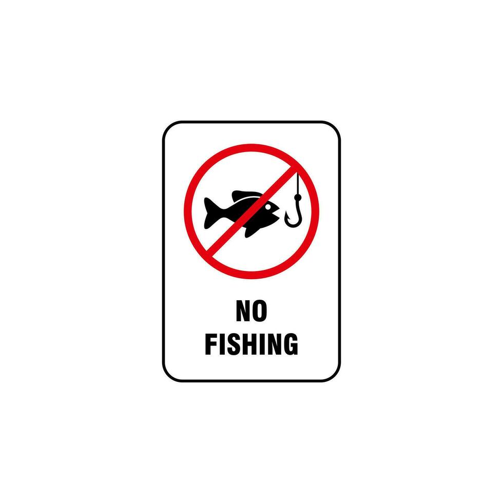 no fishing sign illustration template vector, no fishing symbol with red forbidden sign vector