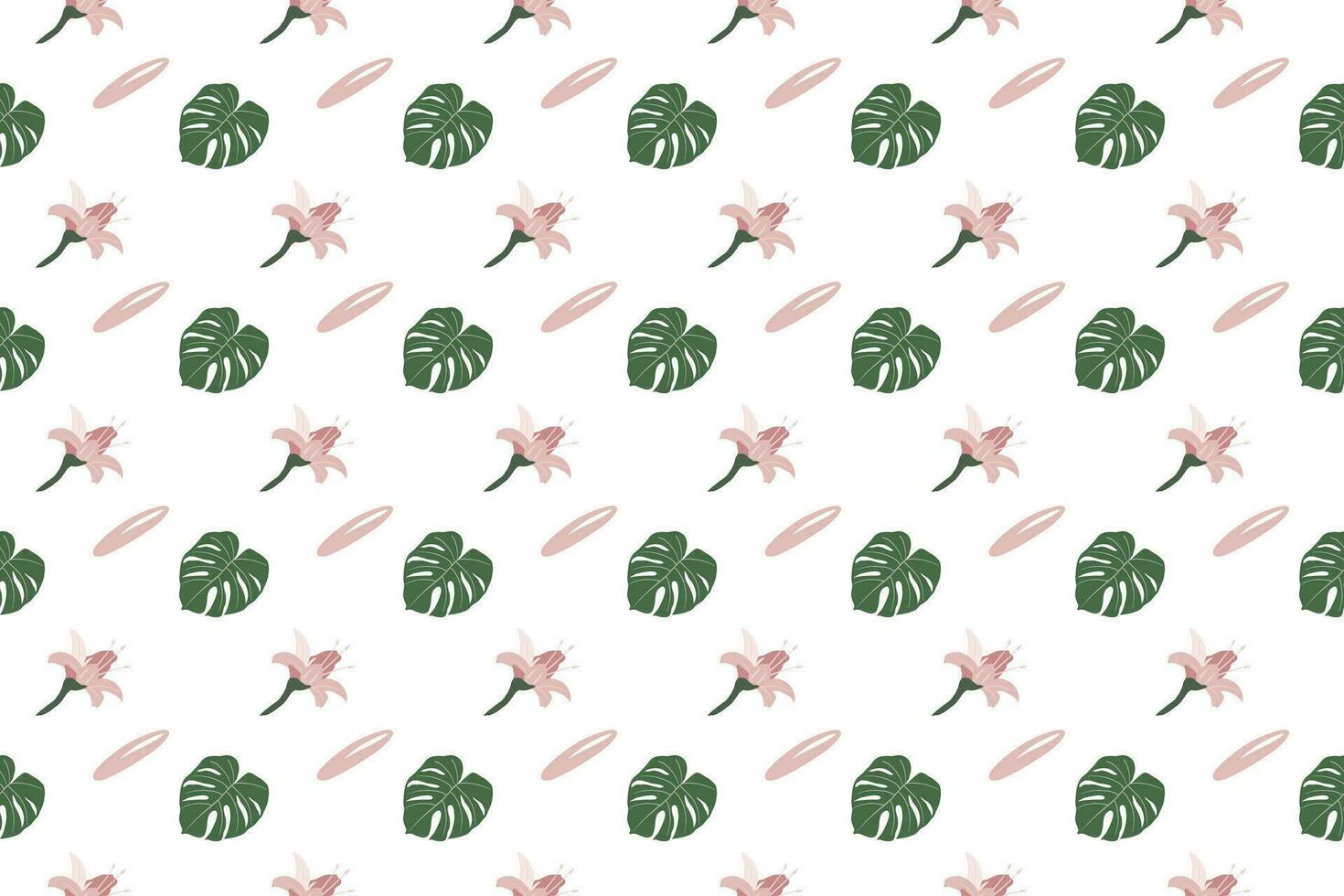 monstera with flower arrange on white background vector