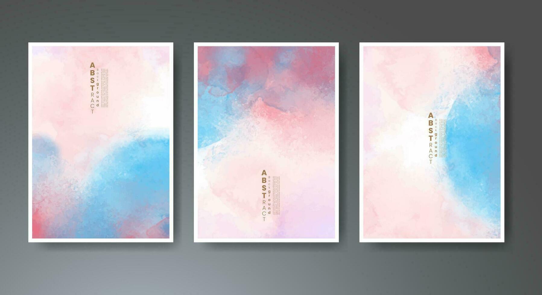 Set of creative hand painted abstract watercolor background. Design for your cover, date, postcard, banner, logo. vector