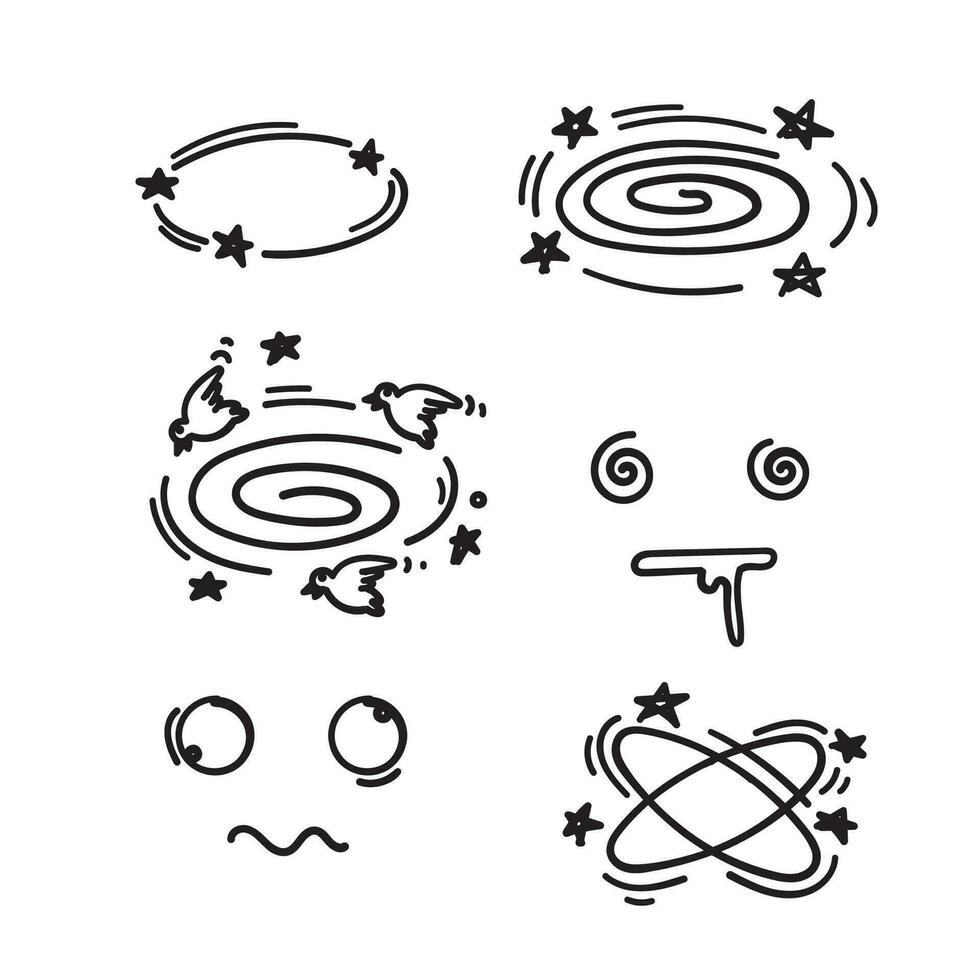 hand drawn doodle dizzy effect cartoon illustration vector