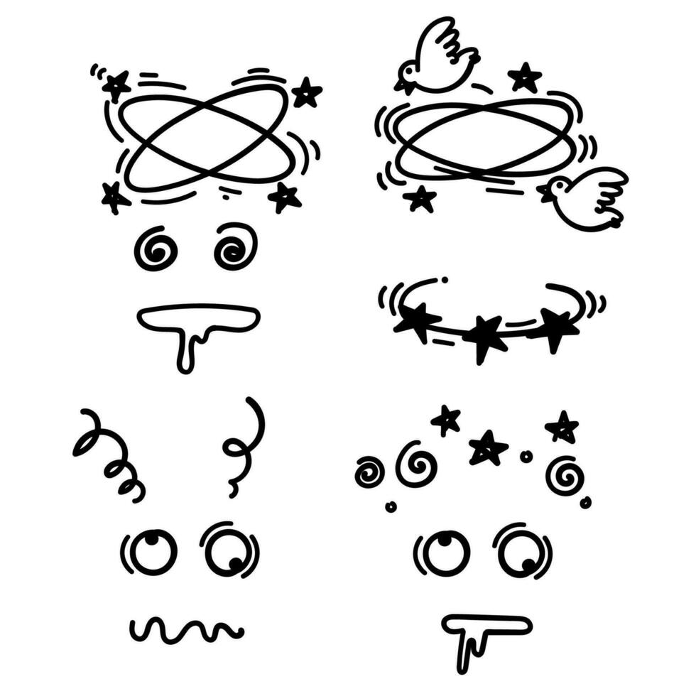 hand drawn doodle dizzy effect cartoon illustration vector