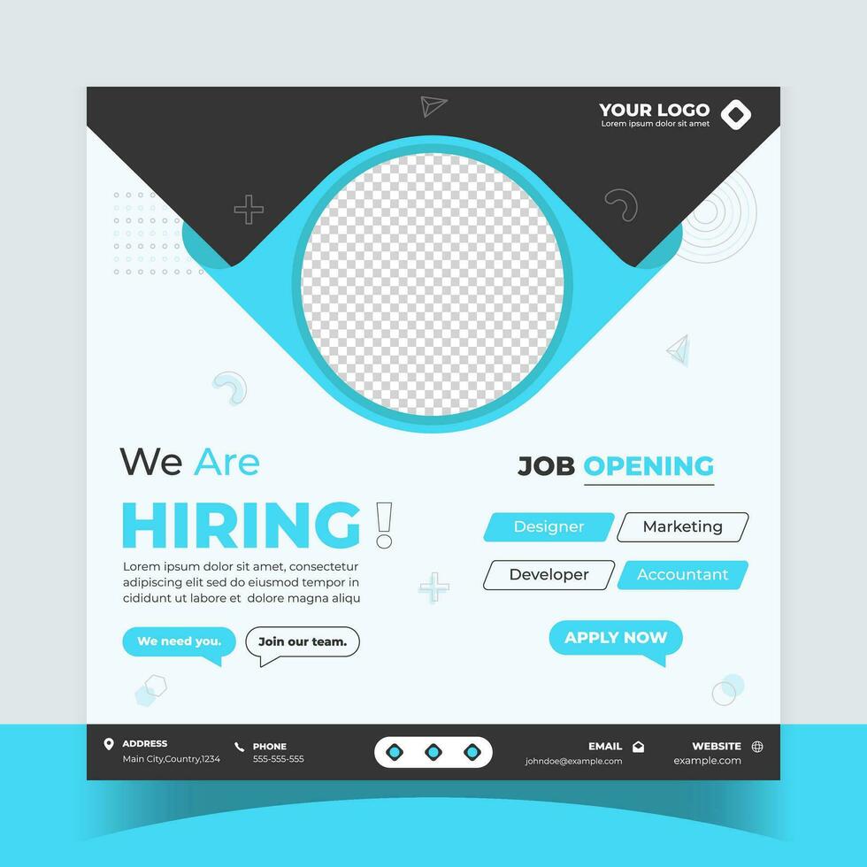 We are hiring. Job vacancy social media post square banner or social media post template vector
