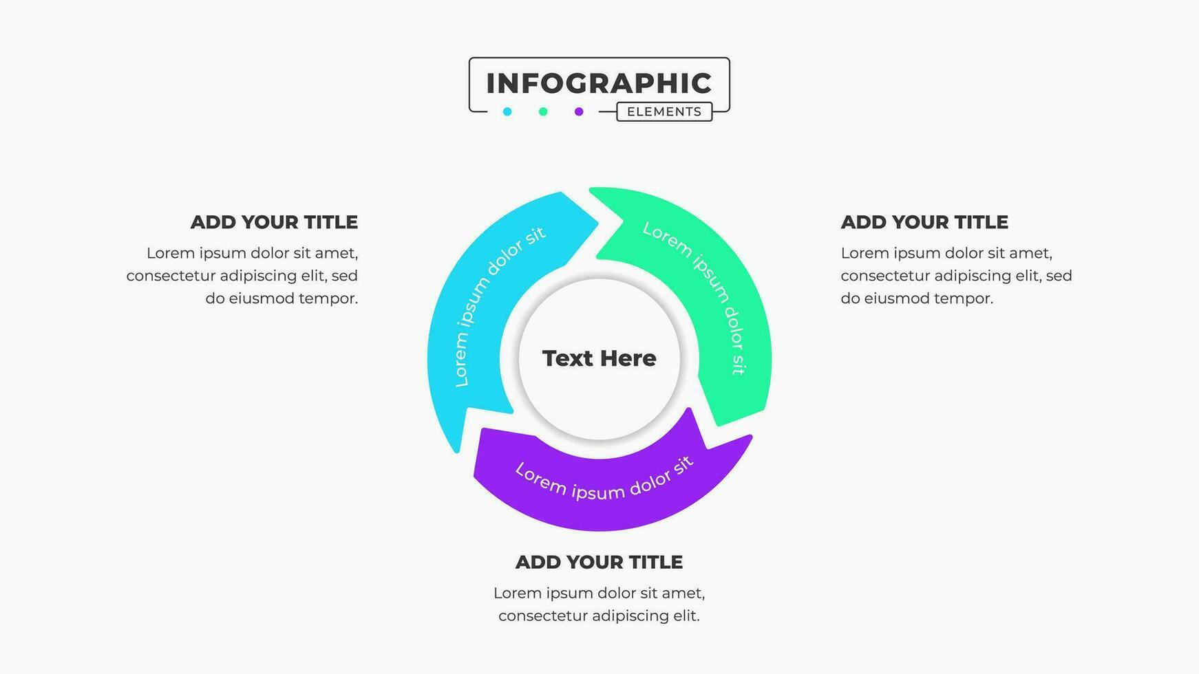 Vector circle arrow business infographic elements with 3 steps or options