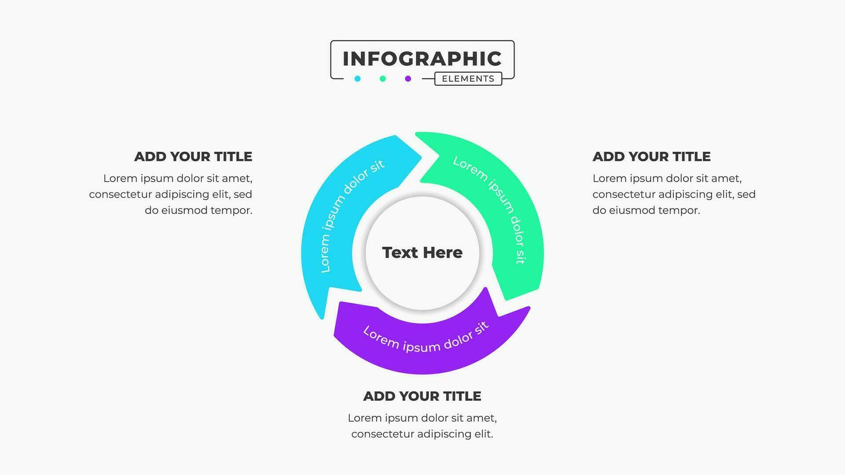 Vector circle arrow business infographic elements with 3 steps or options