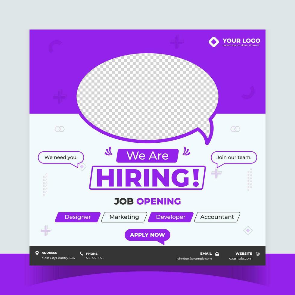 Job vacancy social media post square banner or social media post template vector