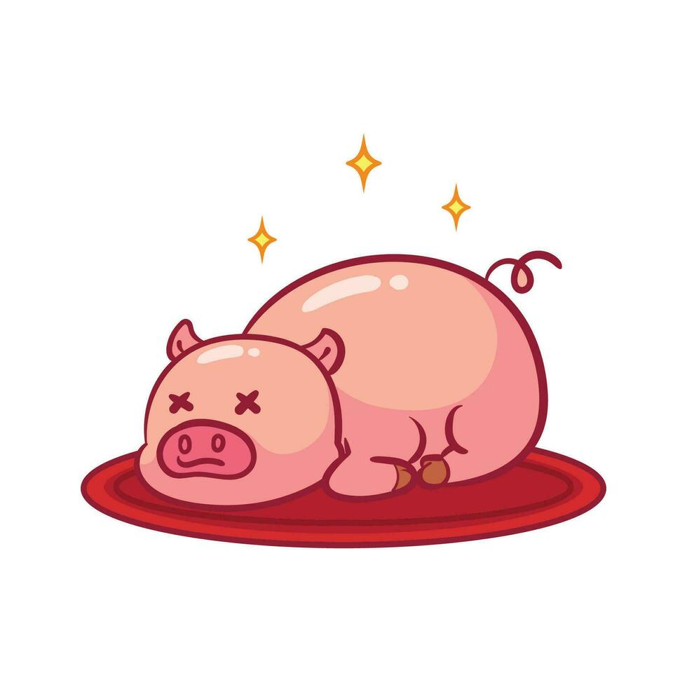 whole pork food illustration vector